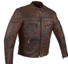 MEN'S MOTORCYCLE RETRO BROWN SCOOTER JACKET WITH ZIP OUT LINER VERY SOFT