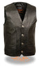 Men's Motorcycle Classic Buffalo Nickle Leather Vest W/2 Gun pockets