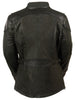 WOMEN'S MOTORCYCLE RIDING BLK LEATHER EMBOSSED PRINT JACKET WITH 2 GUN POCKETS