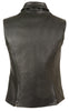 Women's Motorcycle Extra Long zipper leather vest w/2 Gun pockets