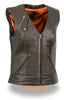 Motorcycle Ladies Vest with Crinkle Detailing & 2 Gun pockets inside and Single panel Back with reflective piping