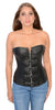 Women's Blk Sexy Bustier Leather Corset Front zipper & Buckle front 