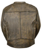 MEN'S MOTORCYCLE DISTRESSED BROWN SPORTY SCOOTER JACKET W/2 GUN POCKETS NAKED