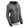 Ladies Motorcycle Biker Heated Grey Hoodie Jacket with chargeable battery Light Weight 