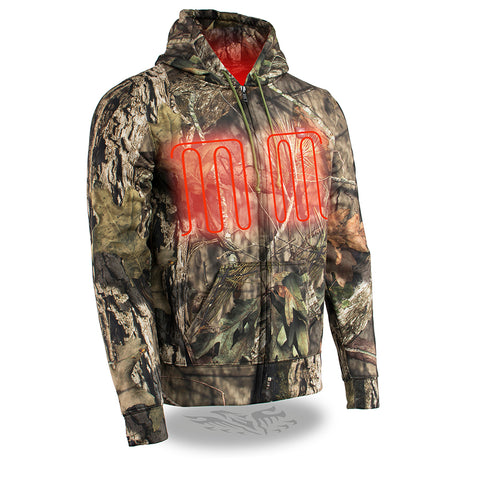 Motorcycle Biker Heated Camo Hoodie front and back heating Jungle Mossy