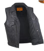 Men's Motorcycle Double Pistol pete Utility style Leather Vest with 2 Chest pockets