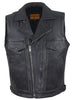 Men's Motorcycle Double Pistol pete Utility style Leather Vest with 2 Chest pockets