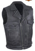 Men's Motorcycle Double Pistol pete Utility style Leather Vest with 2 Chest pockets