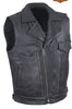 Men's Motorcycle Double Pistol pete Utility style Leather Vest with 2 Chest pockets
