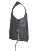 Men's Motorcycle Riding Distressed Grey 10 pocket leather vest single panel back