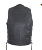 Men's Motorcycle Riding Distressed Grey 10 pocket leather vest single panel back