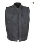 Men's Motorcycle riding Son of anarcy distressed leather vest with 2 Gun Pockets