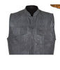 Men's Motorcycle riding Son of anarcy distressed leather vest with 2 Gun Pockets