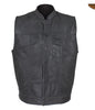 Men's Motorcycle riding Son of anarcy distressed leather vest with 2 Gun Pockets