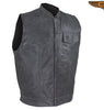 Men's Motorcycle riding Son of anarcy distressed leather vest with 2 Gun Pockets