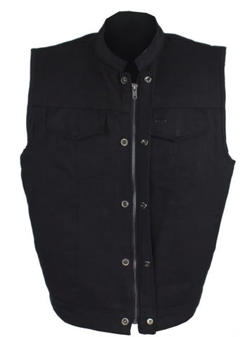 Men's Son of anarcy blk denim motorcycle vest with 2 Gun pockets inside