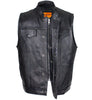 Mens Biker Riding Patch Holder 7 Pocket leather vest with High zipper