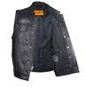 Mens Biker Riding Patch Holder 7 Pocket leather vest with High zipper