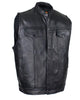 Mens Biker Riding Patch Holder 7 Pocket leather vest with High zipper