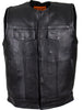 Men's Son of Anarchy Motorcycle Club Collarless Leather Vest with 2 Gun pockets