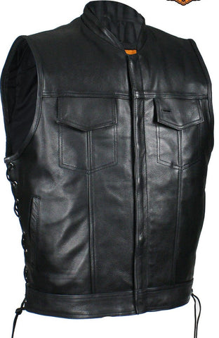 Men's Riding son of anarcy leather vest with side laces big sizes upto 7xl