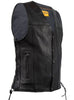 Men's Blk Motorcycle Club Leather vest with 2 Gun pockets & Side Laces