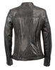 Women's butter soft lamb skin Blk Leather with stand up collar scuba jacket 