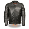 Mens Motorcycle Premium Biker Riding Tall Leather Jacket with Kidney padding back