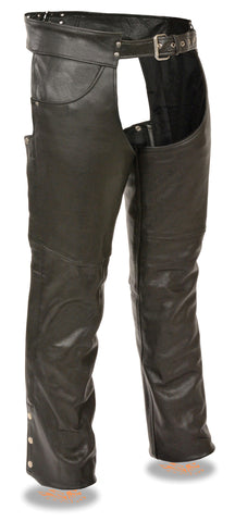Men's Motorcycle classic Tall leather chap with Jean pockets 4" Longer tall riders
