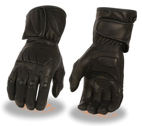 Men's Motorcycle butter soft long waterproof gel palm padded knuckle leather gloves