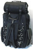 MOTORCYCLE LARGE PVC STUDDED SISSY TRAVEL BAR BAG TRAVEL LUGGAGE BAG W/RAINCOVER