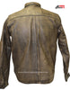 Men's Motorcycle Distressed Brn Leather Shirt with 2 Gun pockets