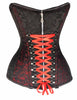 Women's Blk & Red Sexy Lingerine Brocade Under Bustier Corset with Red Lacing