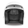 Mens Motorcycle Biker Daytona cruiser White Shiny Open Face Nylon strap Helmet