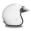 Mens Motorcycle Biker Daytona cruiser White Shiny Open Face Nylon strap Helmet
