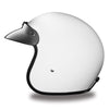 Mens Motorcycle Biker Daytona cruiser White Shiny Open Face Nylon strap Helmet