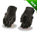 Motorcycle Ladies Soft Blk leather guantlet gloves with gel palm 