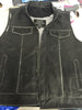 Men's Son of anarcy Distressed Grey motorcycle club leather vest with Gun pockets