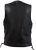 Men's Blk Motorcycle Club Leather vest with 2 Gun pockets & Side Laces