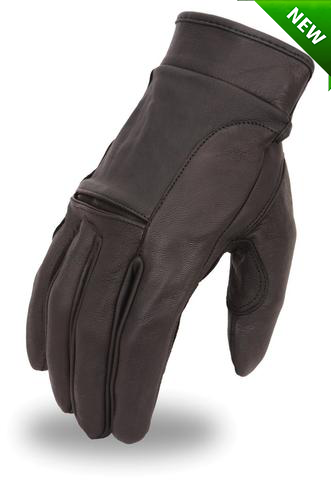 Men's Motorcycle butter soft gel palm cruiser lined leather gloves with velcro