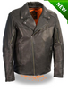 Men's Motorcycle Triple stitch updated police style leather jacket with vents