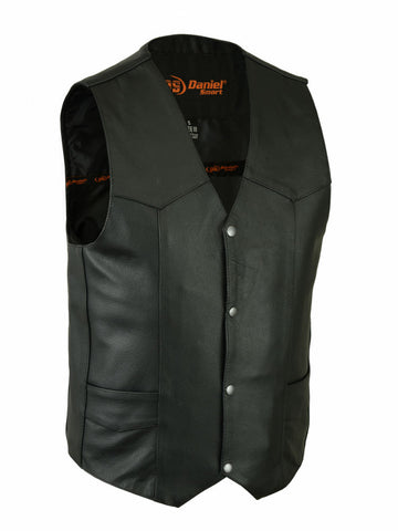 Mens Motorcycle Basic Plain Traditional Classic Blk Leather Vest cheap price