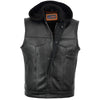 Men's Blk Son of Anarcy Patch holder Leather Vest Premium Soft Leather with Huddy