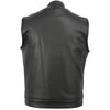 Men's Blk Son of Anarcy Patch holder Leather Vest Premium Soft Leather with Huddy