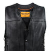 Men's Motorcycle Club vest Side lace leather vest with 2 Gun pockets inside.