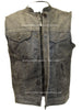Men's Distressed Grey Son of Anarcy Patch holder Leather Vest Premium Soft Leather