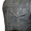 Men's Distressed Grey Son of Anarcy Patch holder Leather Vest Premium Soft Leather