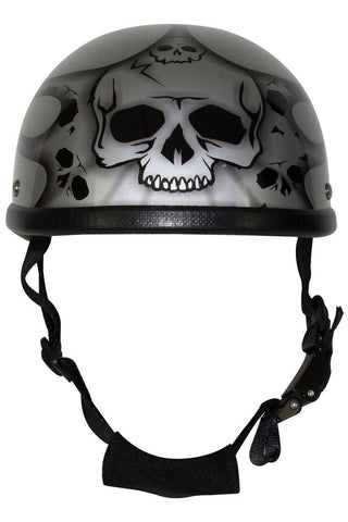 Motorcycle Riding Eagle shiny finish Silver burning skull graphic design Helmet