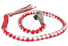 Motorcycle 42" Red & White Braided Biker old school get back Leather whip