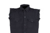 Men's Motorcycle Blk Cotton Cut off Frayed Sleeveless Shirt